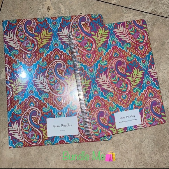 New! Vera Bradley Mini Notebook W/Pocket Paisley in Paradise💙🧡160 pages🍃 - Picture 12 of 14
